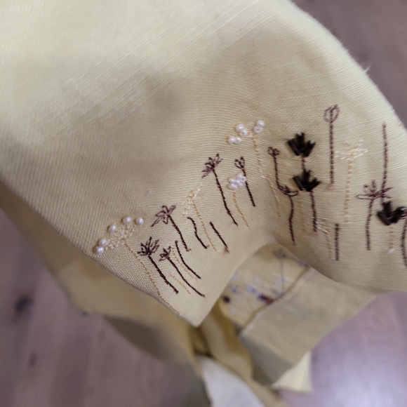 Cynthia Howie Vintage Linen Blend Jacket Subtle Flower Pattern - Picture 4 of 4